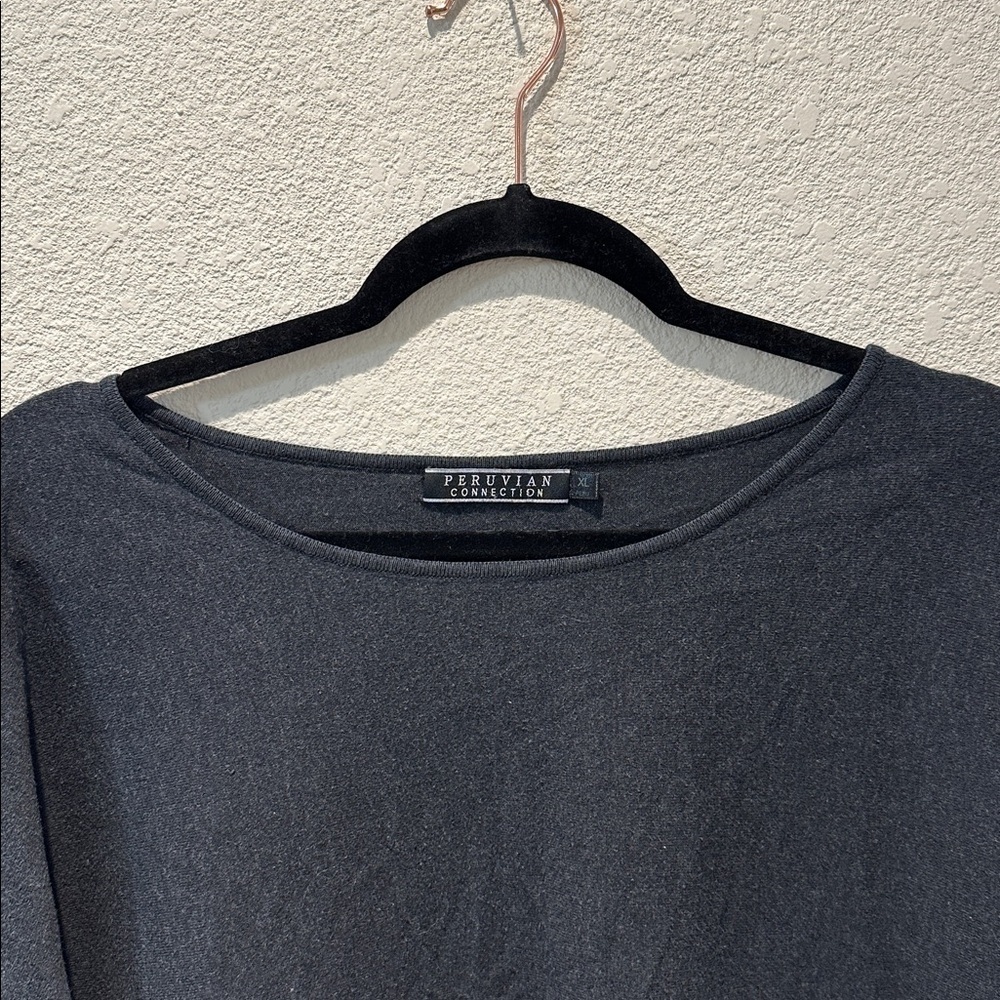 Peruvian Connection Charcoal Gray Top size Xl - Picture 3 of 11